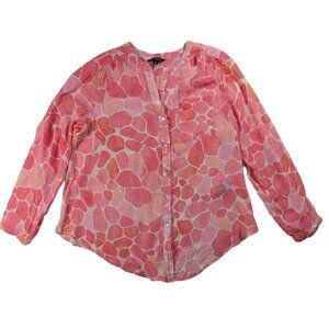 Zac & Rachel Pink Print Long Sleeve Blouse Size XL
